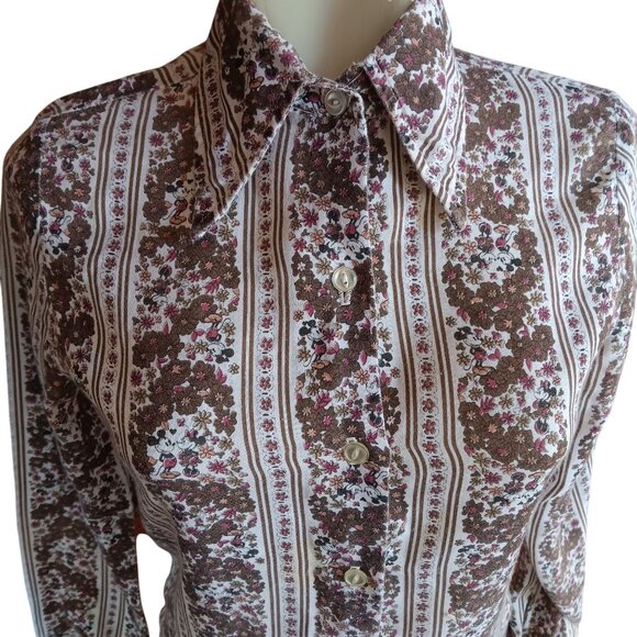 Vintage Women's Small Disco Shirt 1970s Mickey Mouse Kennington Big Collar Rare - Picture 1 of 8